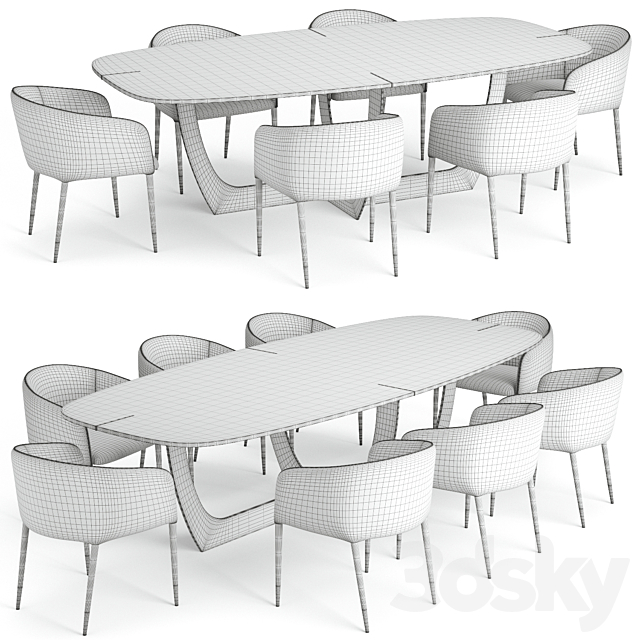 Baxter Romeo Table and Sunpan Asher chair 3DS Max Model - thumbnail 5