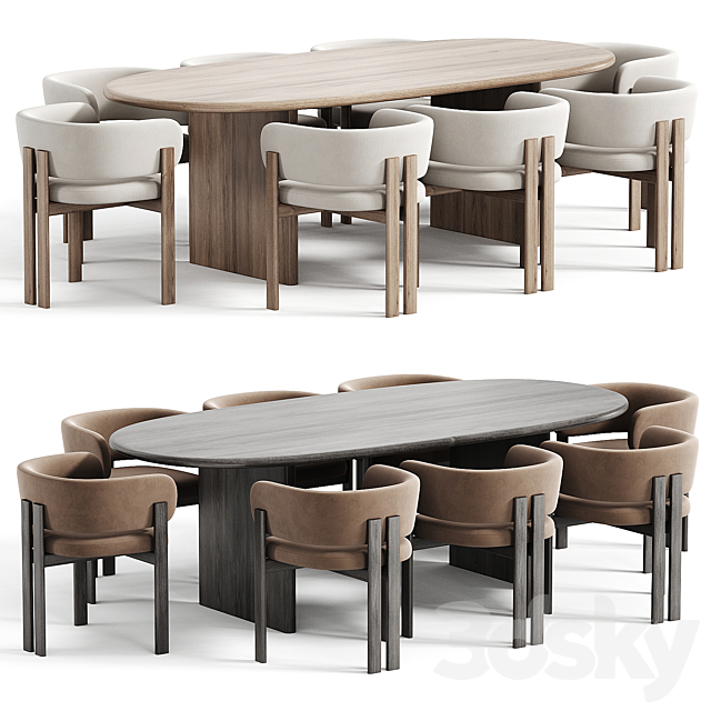 Bay Chair and Sakurai Dining Table 3ds Max - thumbnail 1