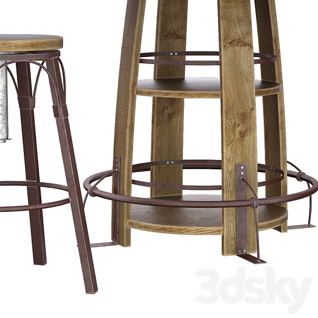 Bayshore Pub Table Set 3DS Max Model - thumbnail 2