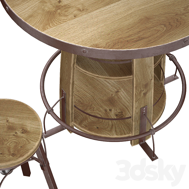 Bayshore Pub Table Set 3DS Max Model - thumbnail 3