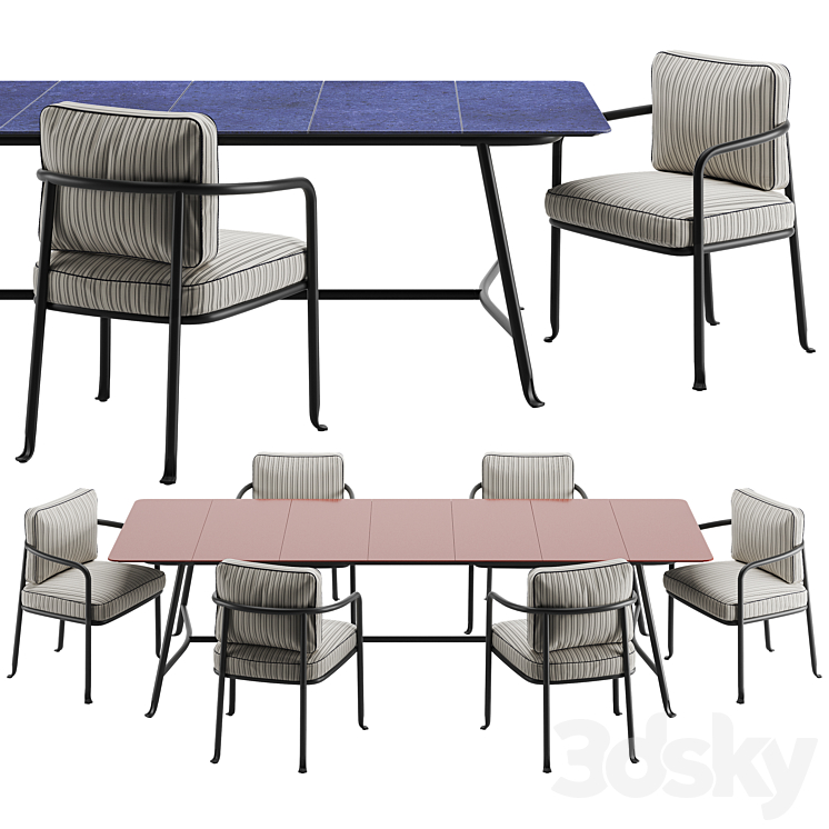 B&B Italia Borea Dining Set 3DS Max Model - thumbnail 1