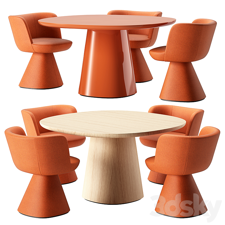 B&B Italia Dining Set 3DS Max Model - thumbnail 1