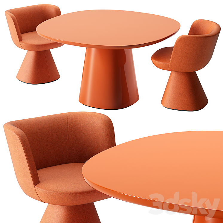 B&B Italia Dining Set 3DS Max Model - thumbnail 2