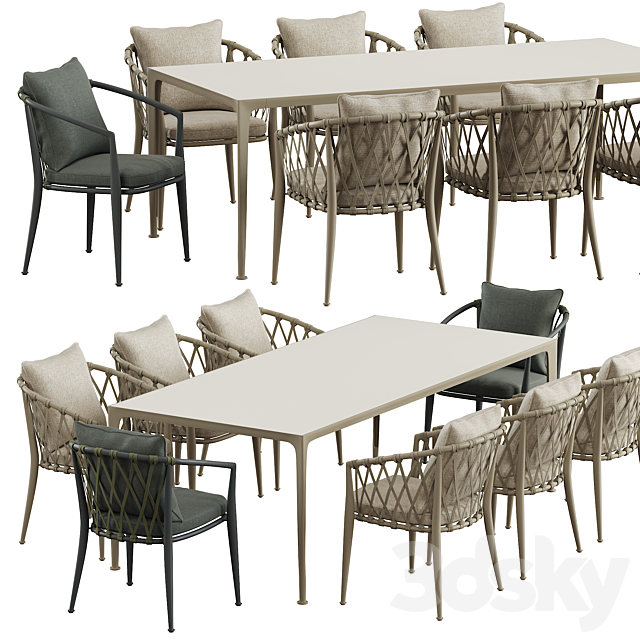 B&B Italy Erica dining table 3DS Max Model - thumbnail 2