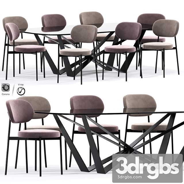 Beaufort upholstered dining chair table 2 3dsmax Download - thumbnail 1