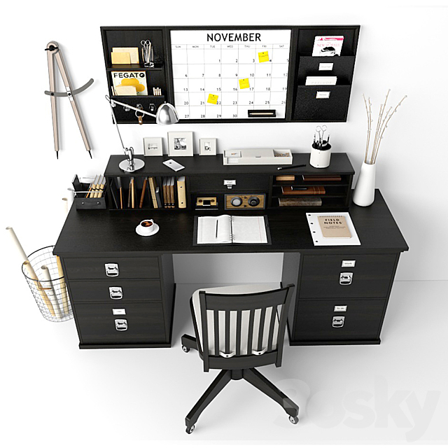 Bedford Rectangular Desk 3DSMax File - thumbnail 2