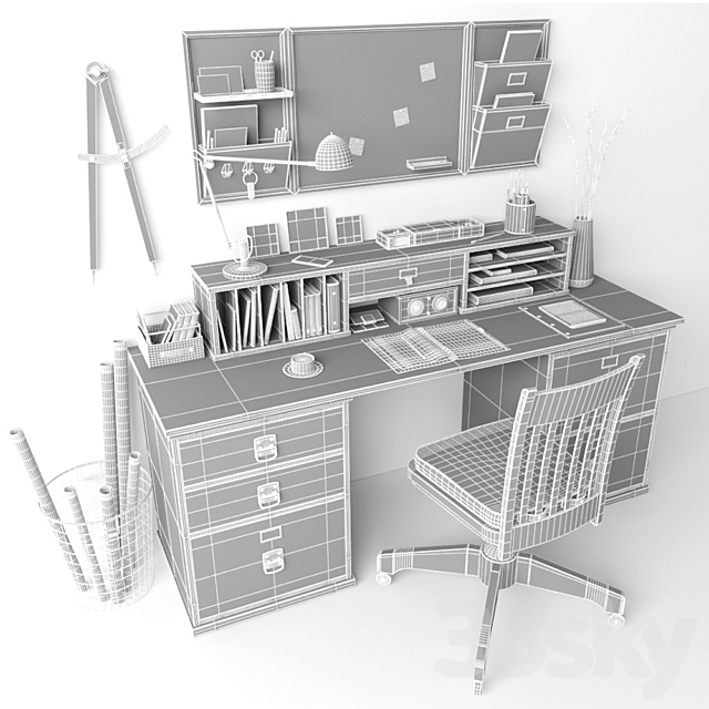 Bedford Rectangular Desk 3DSMax File - thumbnail 3