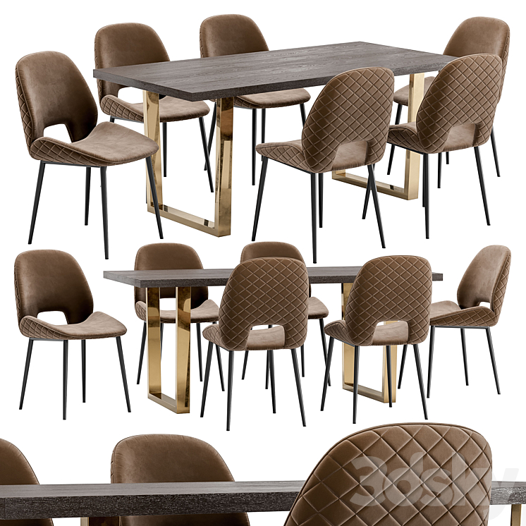 Beekman Dining Chair and Osaka Table 3DS Max Model - thumbnail 1