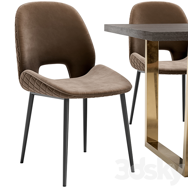 Beekman Dining Chair and Osaka Table 3DS Max Model - thumbnail 3