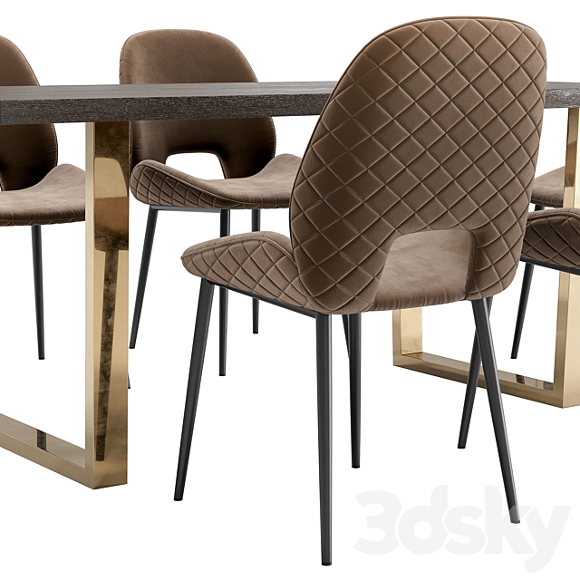 Beekman Dining Chair and Osaka Table 3DS Max Model - thumbnail 4