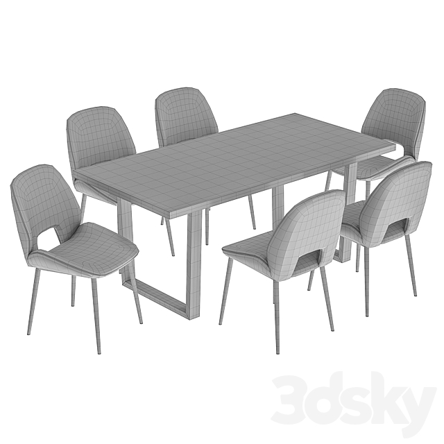 Beekman Dining Chair and Osaka Table 3DS Max Model - thumbnail 5