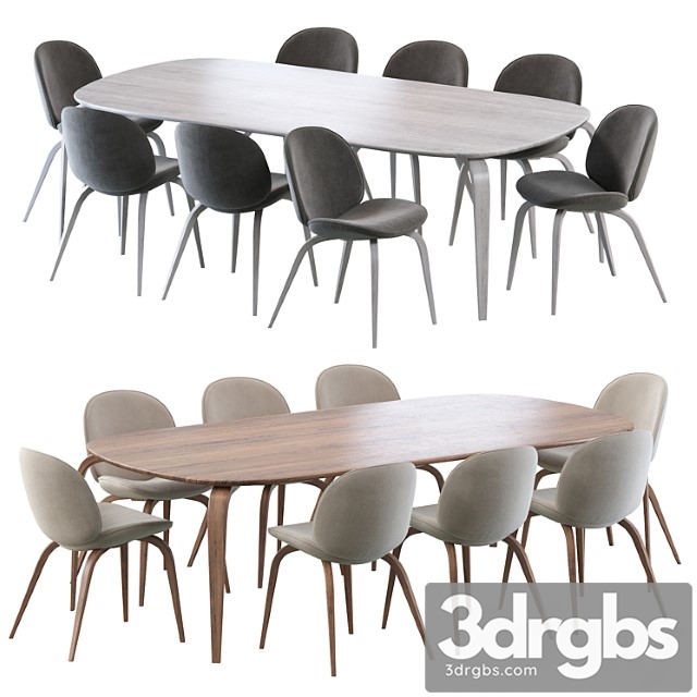 Beetle Dining Chair And Gubi Dining Table Elliptical 3dsmax Download - thumbnail 1