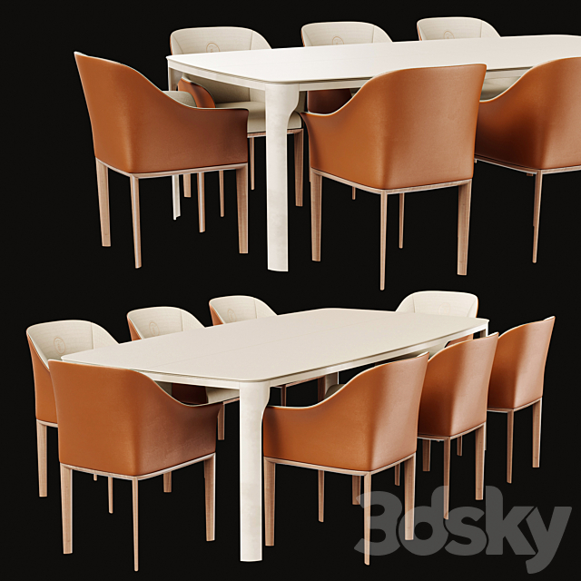 Belgado Table & Anabel Chair (trussardi Casa) 3DSMax File - thumbnail 1