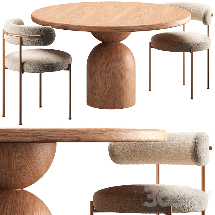 BELL TABLE and CB2 CHAIR 3DS Max Model - thumbnail 1