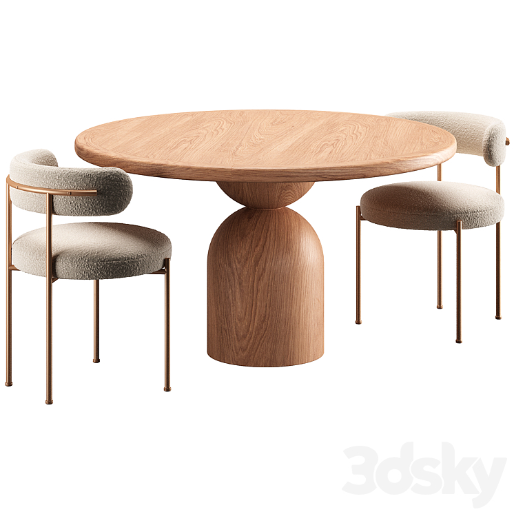 BELL TABLE and CB2 CHAIR 3DS Max - thumbnail 2