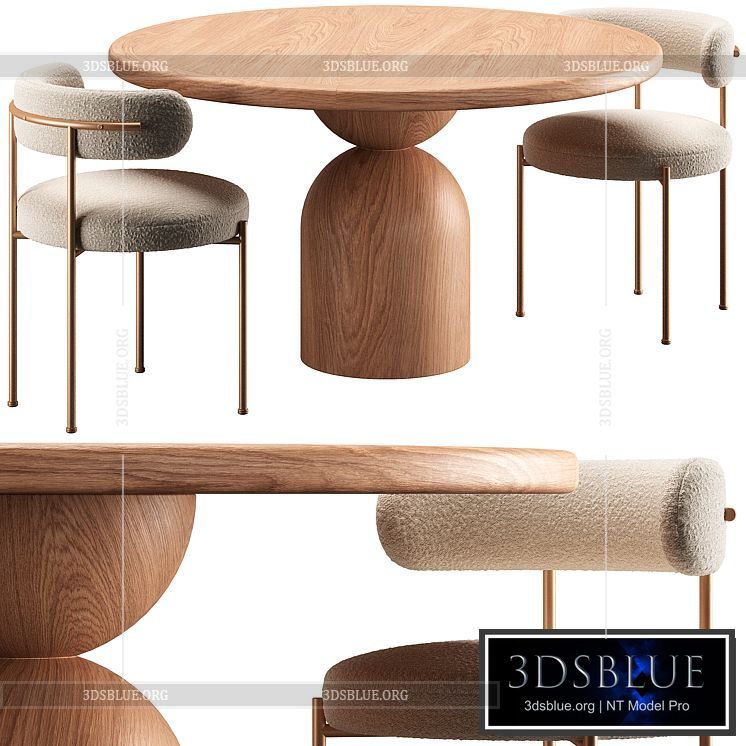 BELL TABLE and CB2 CHAIR 3DS Max - thumbnail 3