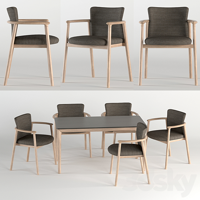 Bellevue Table & Lord Chair by Very Wood 3DSMax File - thumbnail 1