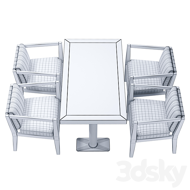 Berba group Chairs and table in a cafe 3DS Max Model - thumbnail 3