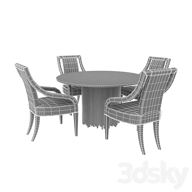 Bernhardt calista arm chair and round dining table 3d model 3DSMax File - thumbnail 3