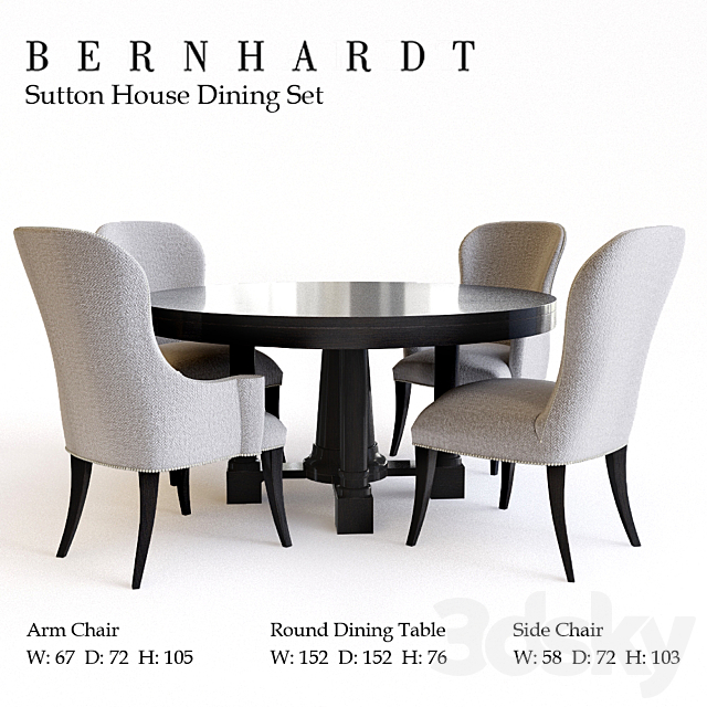 Bernhardt Sutton House Dining Set 3DSMax File - thumbnail 1