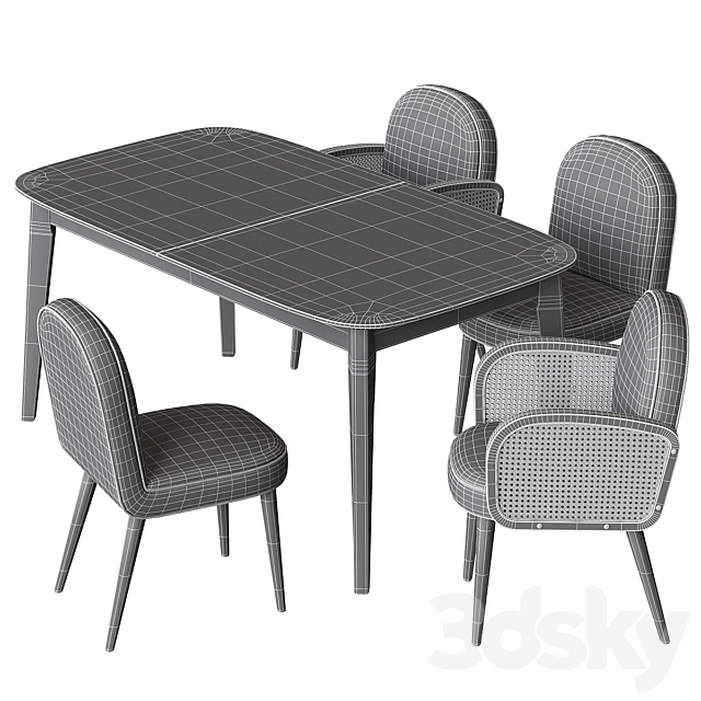 Biface Buisseau La Redoute Table and Chairs 3DS Max Model - thumbnail 5