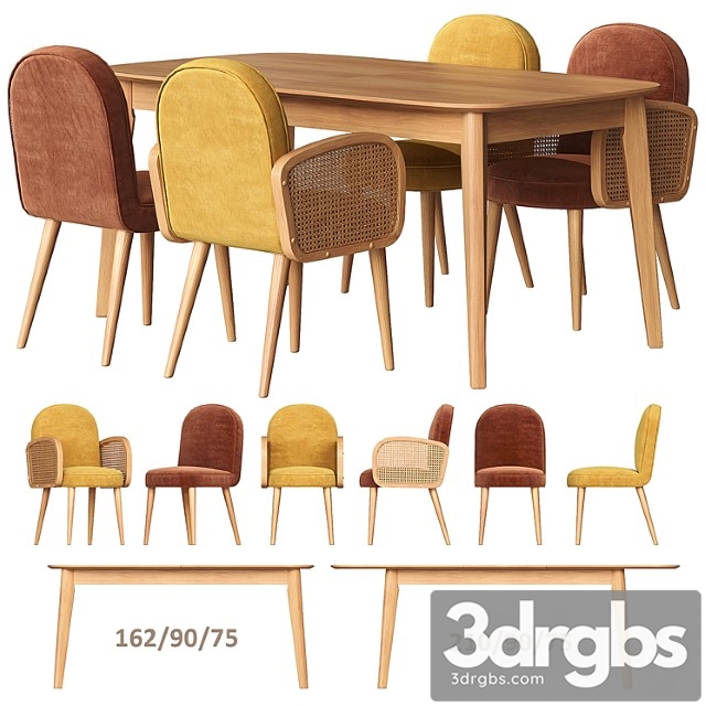 Biface buisseau la redoute table and chairs - thumbnail 1