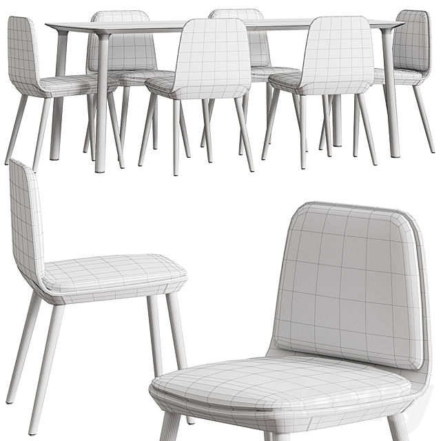 Bisell Treku 2 Pad Chair and Roll Table Dining Set 3DS Max Model - thumbnail 2