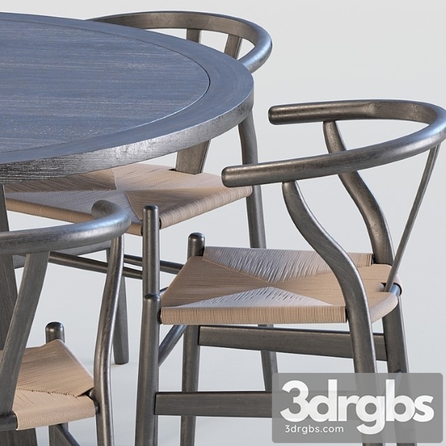 Black wishbone chairs 2 3dsmax Download - thumbnail 1