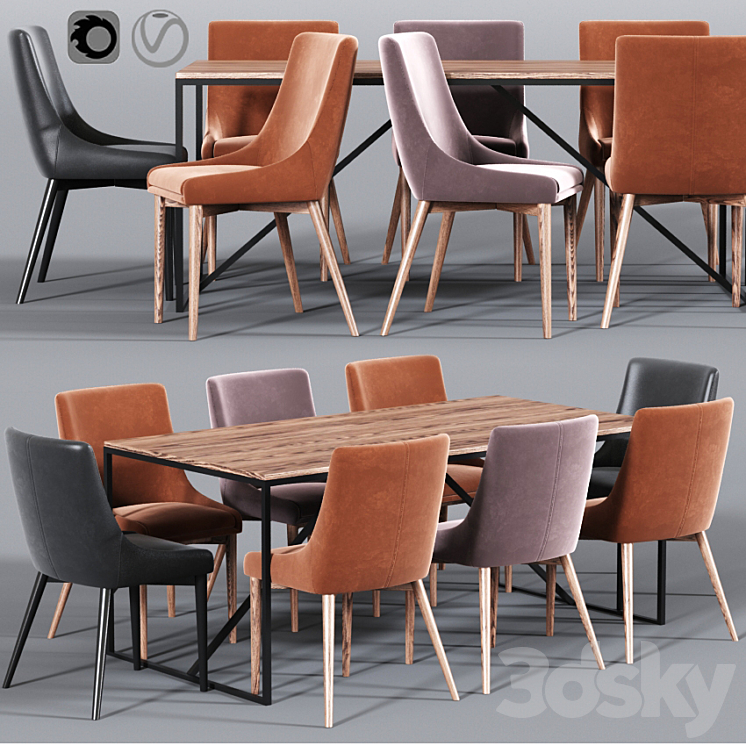 Blaisell Parsons Dining Table Chair Set 3DS Max - thumbnail 1