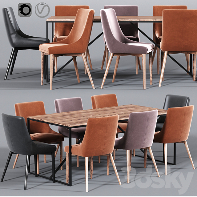 Blaisell Parsons Dining Table Chair Set 3DSMax File - thumbnail 1