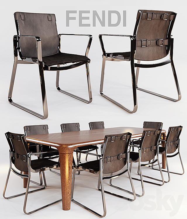 blixen chair fendi chair and table serengeti by fendi casa 3DSMax File - thumbnail 1