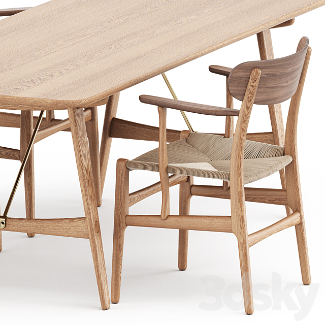 BM1160 hunting table CH26 chair by Carl Hansen & Son 3DS Max Model - thumbnail 2