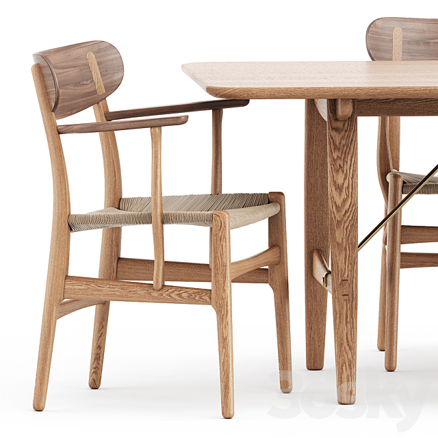 BM1160 hunting table CH26 chair by Carl Hansen & Son 3DS Max Model - thumbnail 3