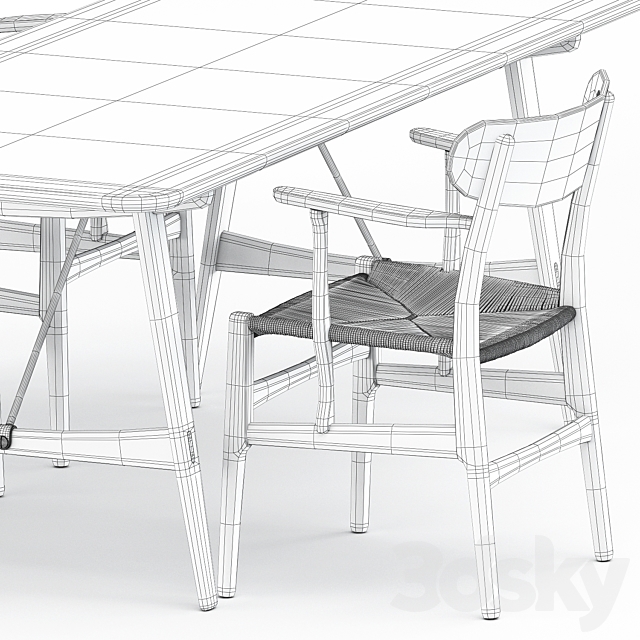 BM1160 hunting table CH26 chair by Carl Hansen & Son 3DS Max Model - thumbnail 5