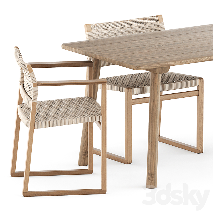 BM62 and BM61 Chair and Taro Table by Fredericia Furniture 3DS Max Model - thumbnail 2