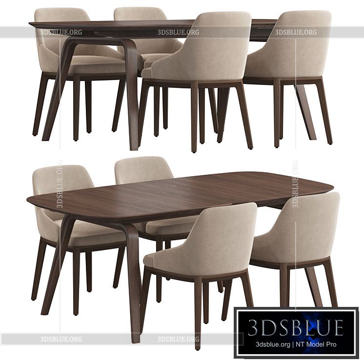 Bo Concept Hauge table Dining set 3DS Max - thumbnail 3