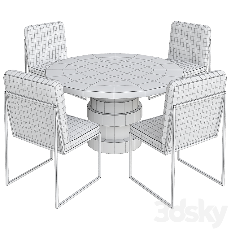 Boca Round Dining Table 3DS Max - thumbnail 2