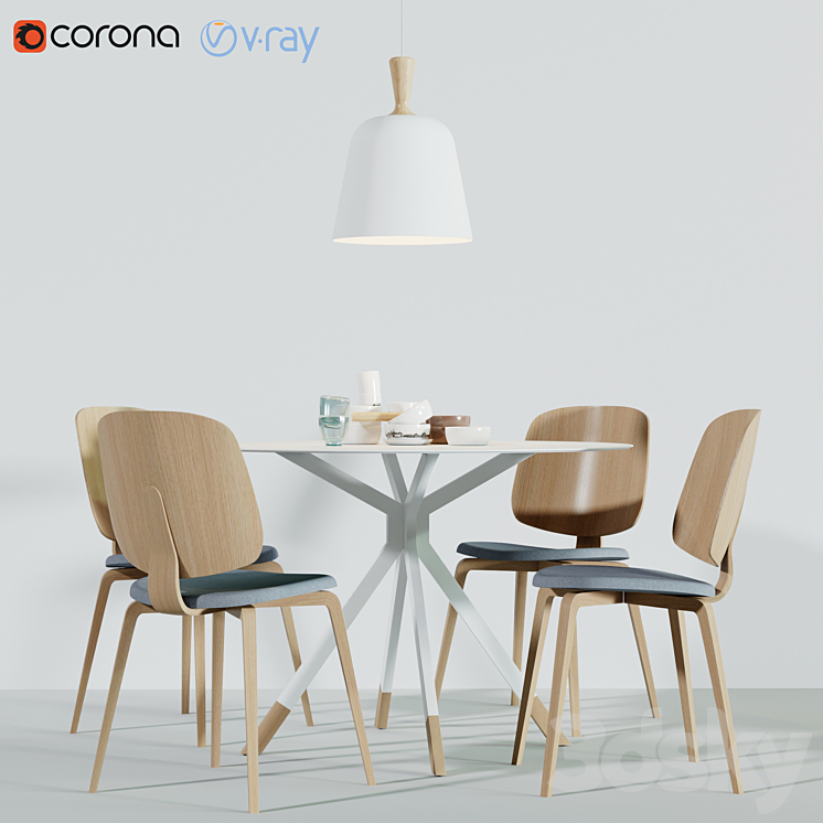 BoConcept Aarhus Chair & Billund Table 3DS Max - thumbnail 1