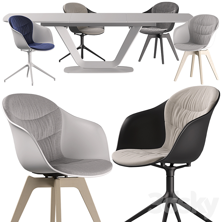 Boconcept – Alicante Table-Adelaide Chair set 01 3DS Max Model - thumbnail 1