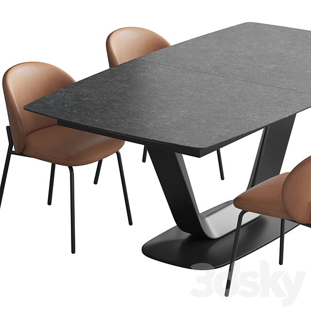 Boconcept Alicante table Princeton chair 3DSMax File - thumbnail 2