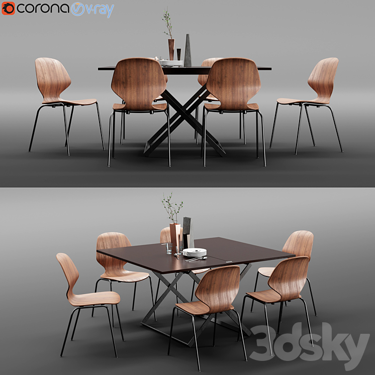 Boconcept Florence Chair & Rubi Table 3DS Max - thumbnail 1