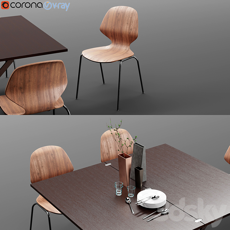 Boconcept Florence Chair & Rubi Table 3DS Max - thumbnail 2