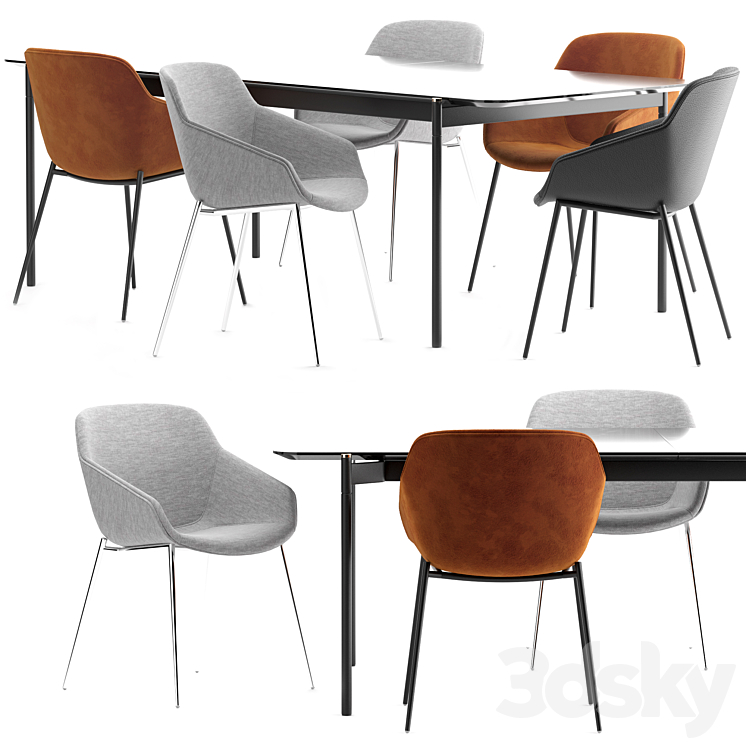 Boconcept – Vienna Chair + Augusta table 3DS Max - thumbnail 1