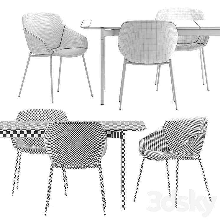 Boconcept – Vienna Chair + Augusta table 3DS Max - thumbnail 2