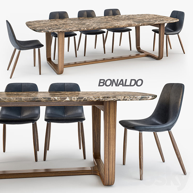 Bonaldo By chair Medley table 3DS Max - thumbnail 1