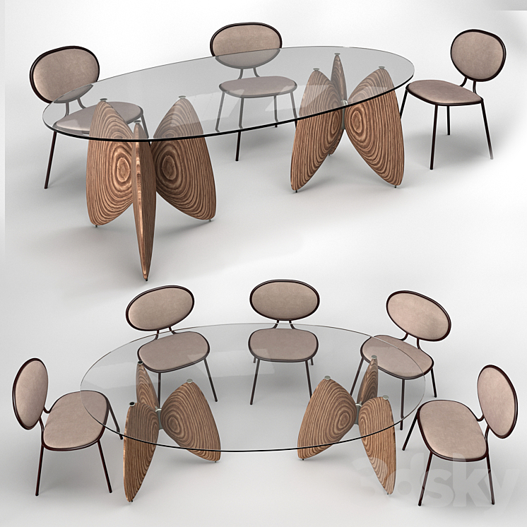 Bonaldo Otto chairs and Vanessa table 3DS Max - thumbnail 1