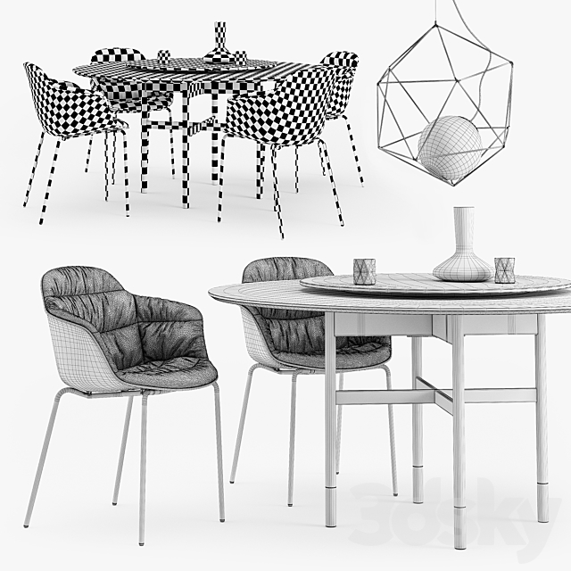 Bontempi Glamor table Mood chair set 3DSMax File - thumbnail 3