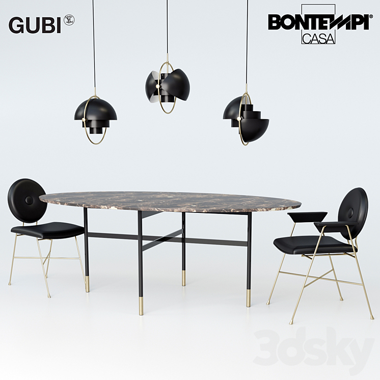 Bontempi Glamor table Penelope chair Gubi Multi-Lite 3DS Max - thumbnail 1