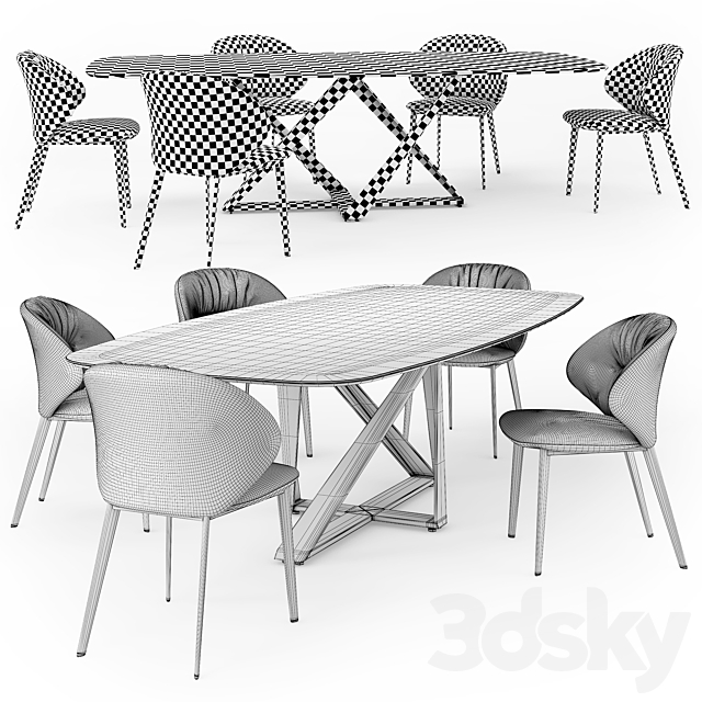 Bontempi Millennium table Drop chair 3DS Max Model - thumbnail 5