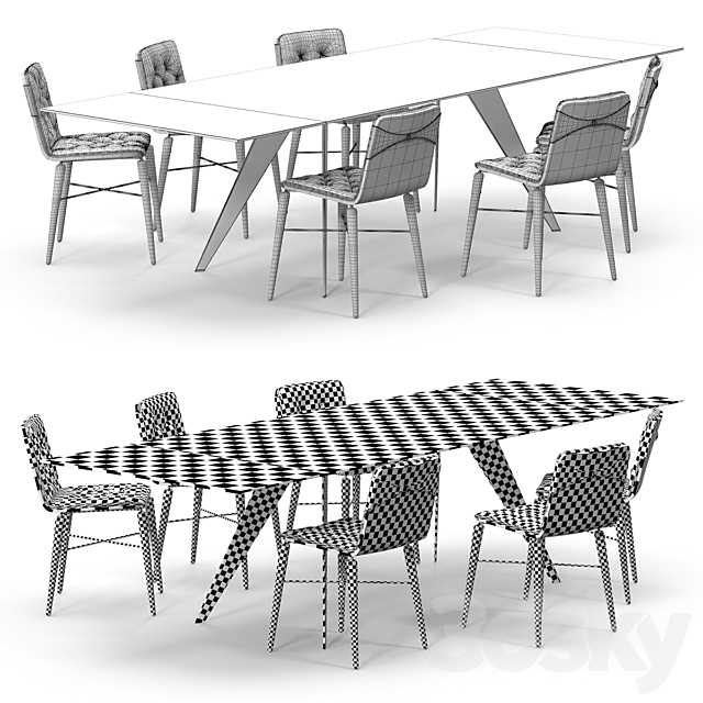 Bontempi Ramos table Kate chairs set 3DS Max Model - thumbnail 3